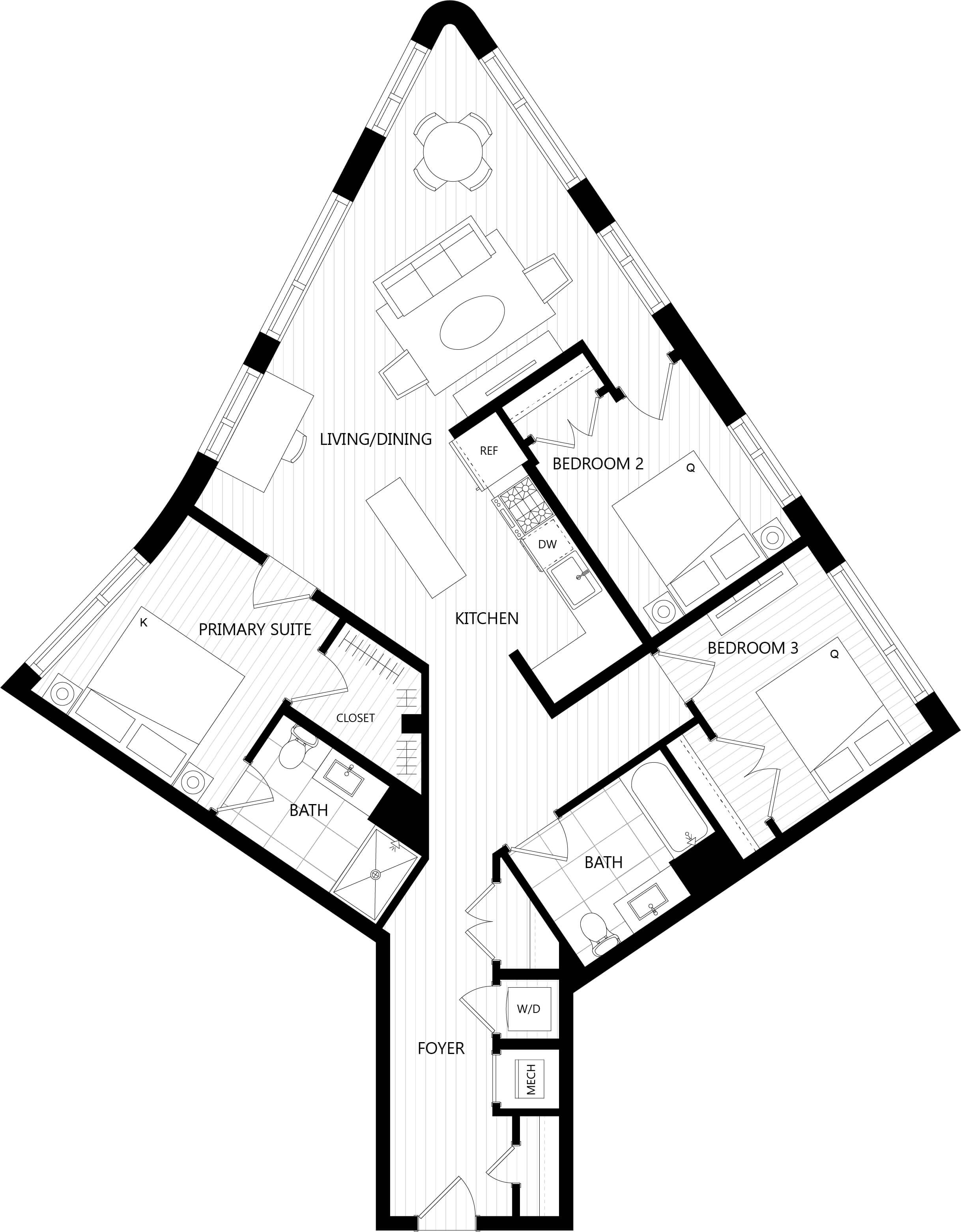 Floor plan of a Residences at Mazza luxury apartment in DC